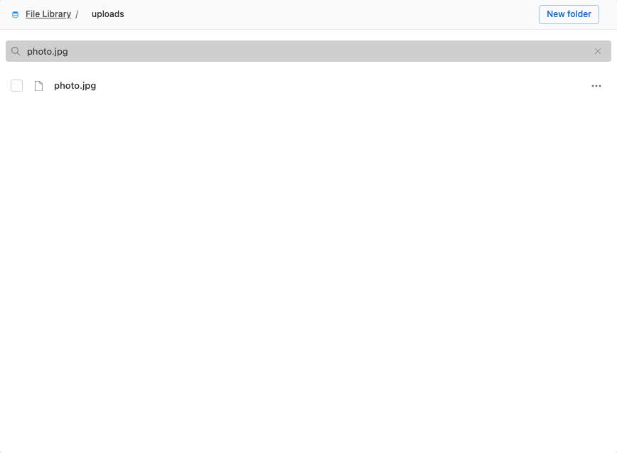 The Console File Library showing uploads/photo.jpg