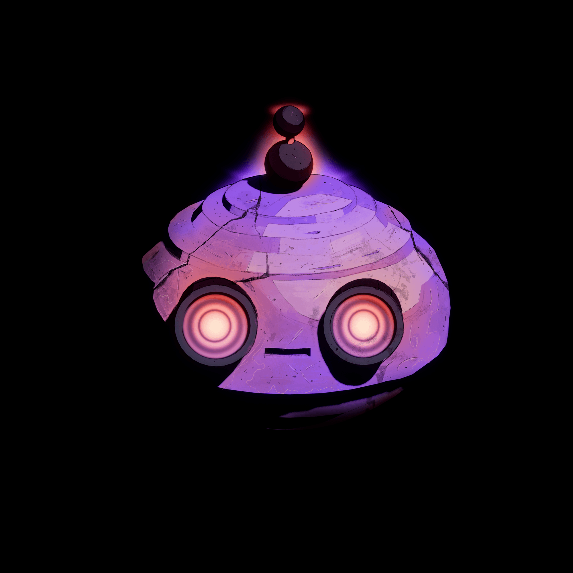 La cara de un robot de aspecto malvado