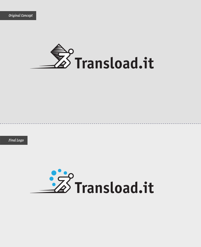2 versiones de una persona que levanta un objeto pesado sobre la espalda, con el texto «Transload.it».