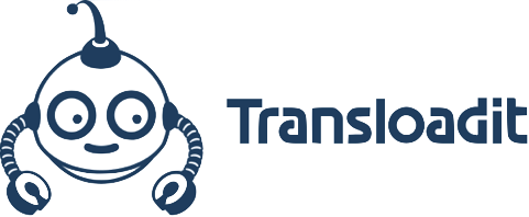 Un robot seguido del texto «Transloadit».