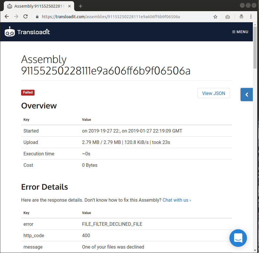 The first Assembly showing the files being filtered.