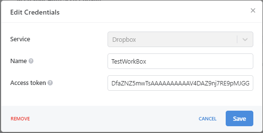 template credential dropbox