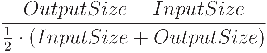 (OutputSize - InputSize) / 0.5 * (InputSize + OutputSize)