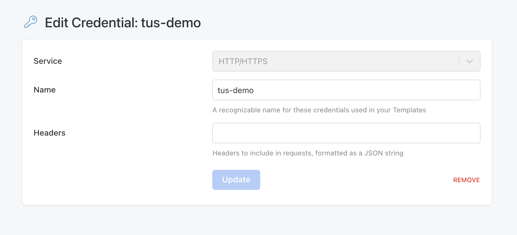 The Transloadit Credentials page open while editing a new set of HTTPS credentials