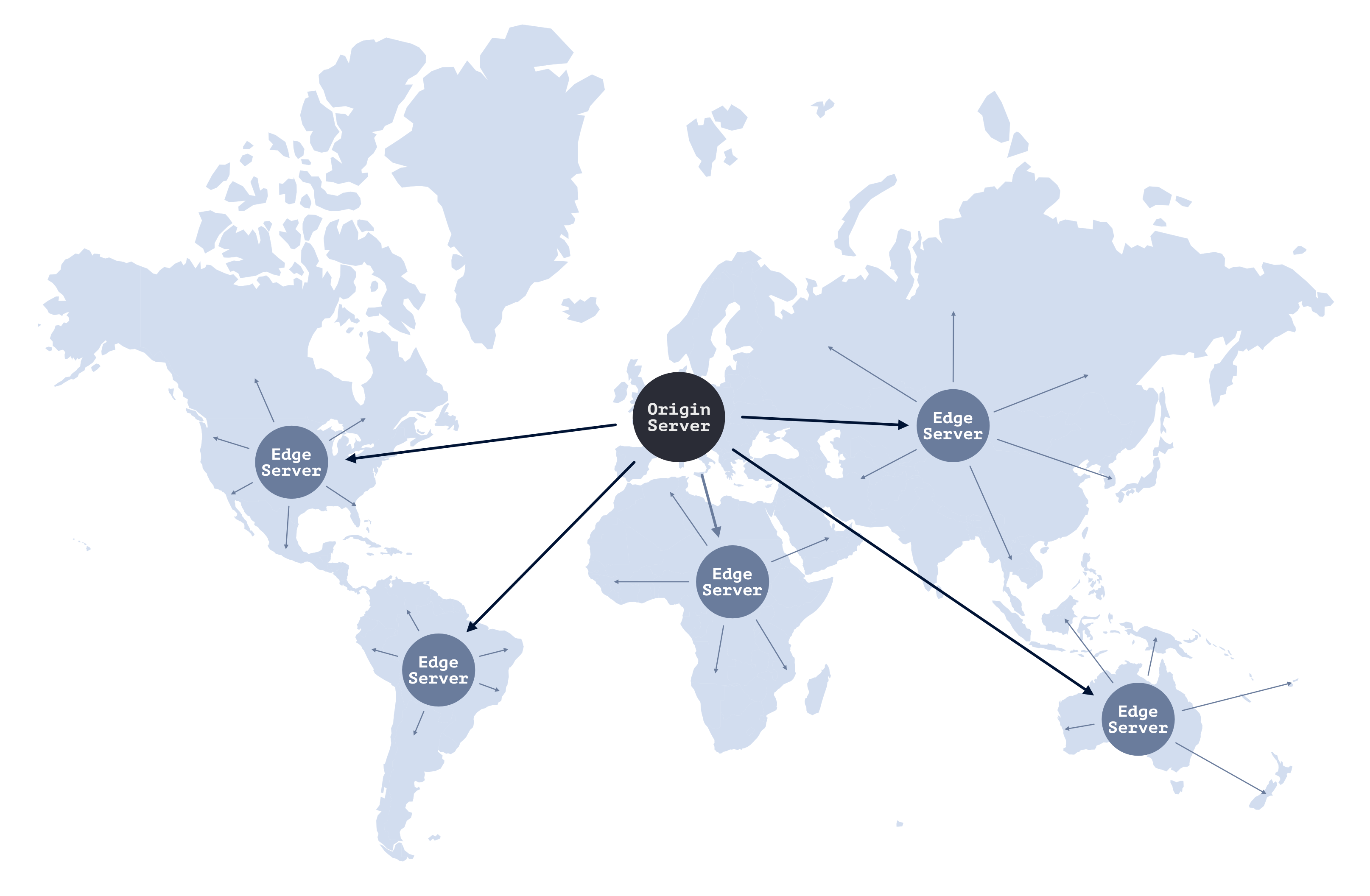 A world map showing how content is distributed across the CDN.