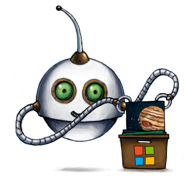 The /azure/store Robot pulling a picture out of a Microsoft bucket