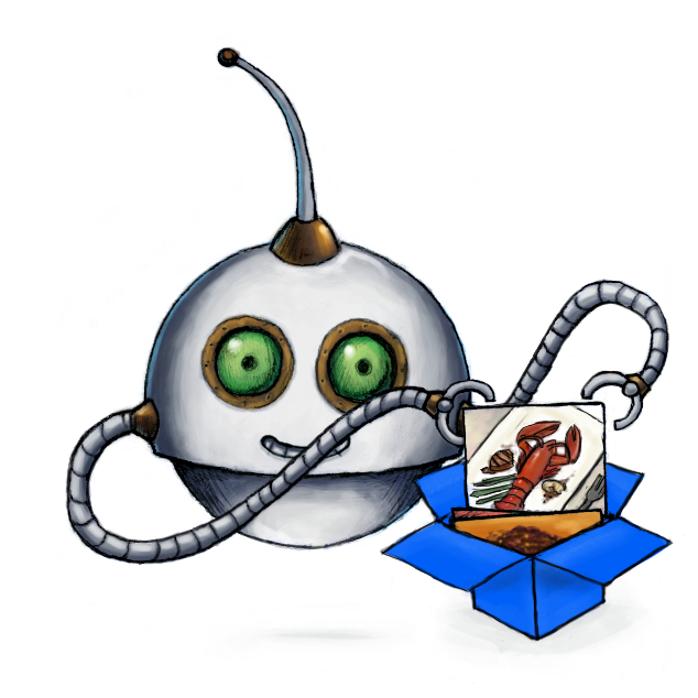 A drawing of the /dropbox/store Robot, adding a file to Dropbox.