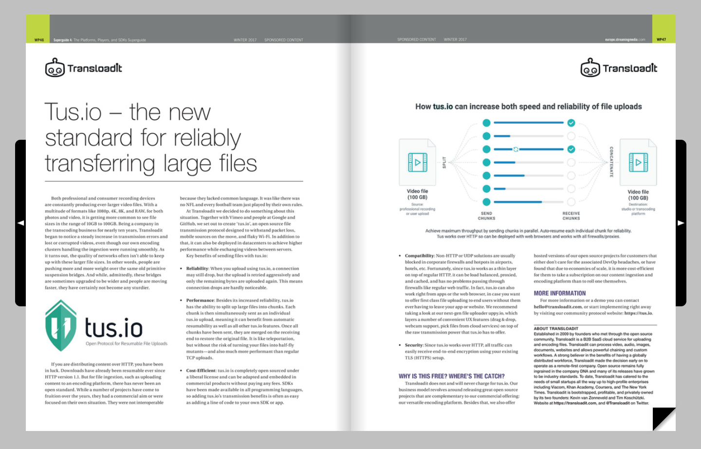 Tus featured in media for reliable large file transfers