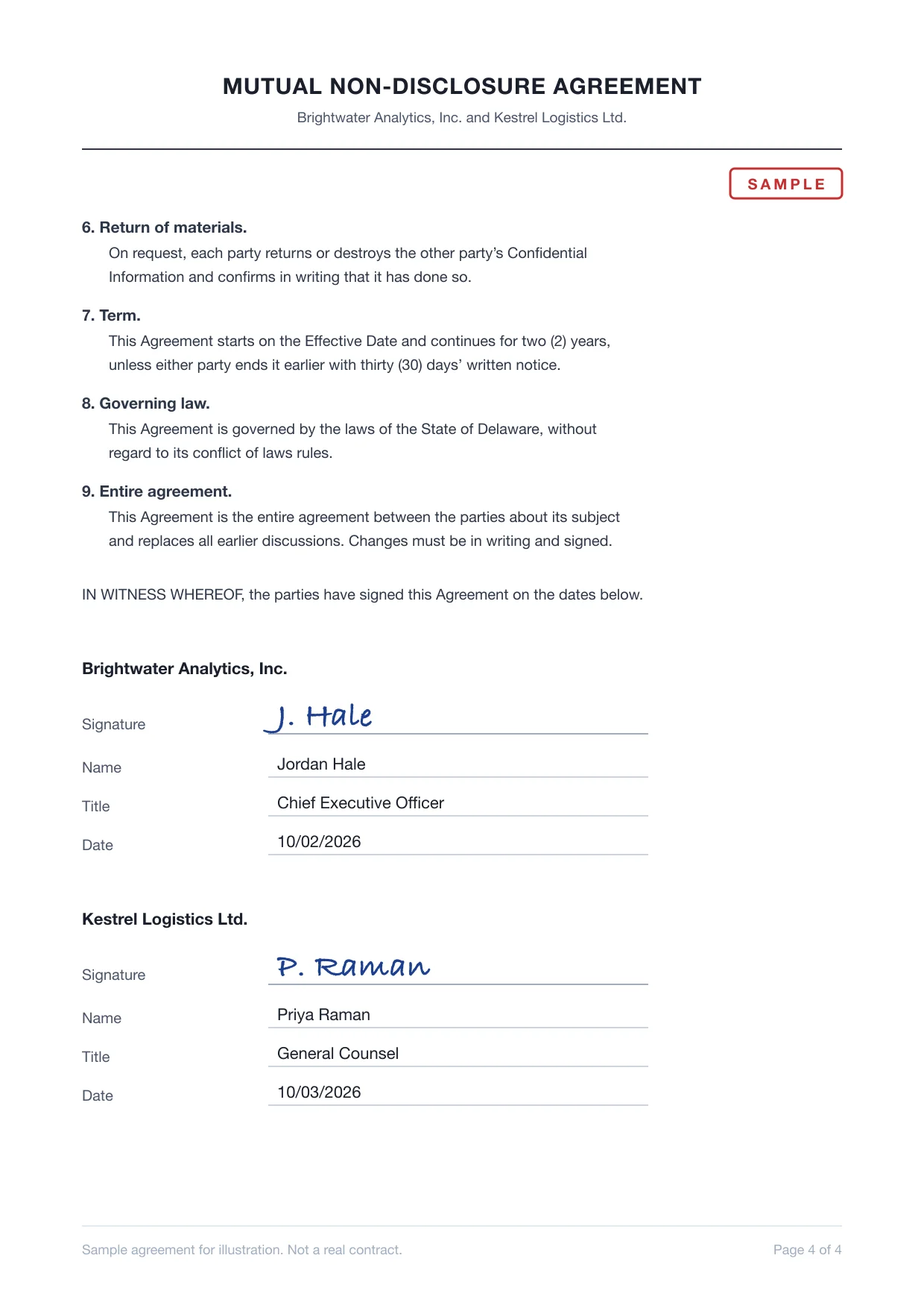 A sample signature page with the Transloadit logo stamped as a watermark